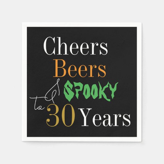 30e verjaardag Halloween Cheers Beers Spooky Party Servet (Voorkant)
