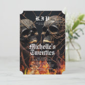 30e verjaardag Halloween Zwart Gouden Schedel Mode Kaart (Staand voorkant)