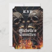 30e verjaardag Halloween Zwart Gouden Schedel Mode Kaart (Voorkant)