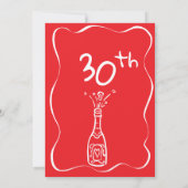 30e verjaardag Hand getekend rood wit grillig Kaart (Achterkant)