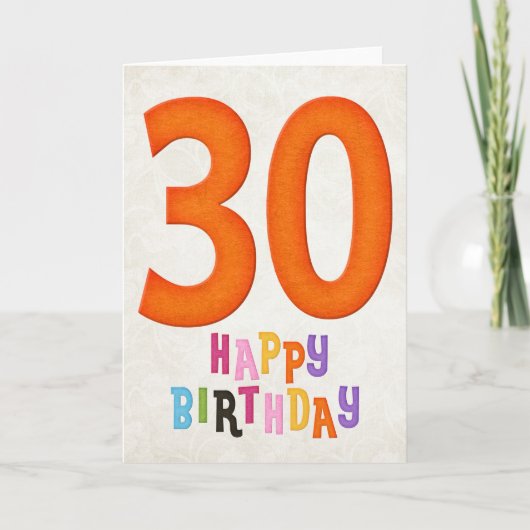30e verjaardag Happy Birthday Kaart Design 2 (Voorkant)