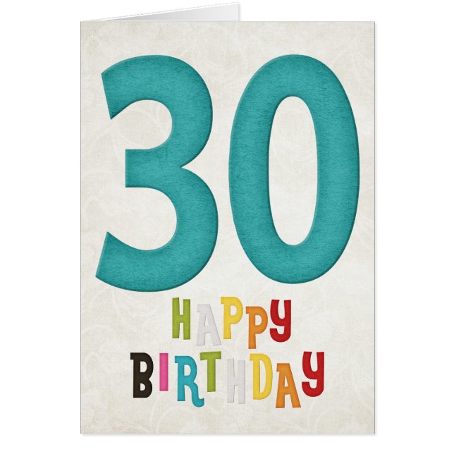 30e verjaardag Happy Birthday Kaart Design 3 (Voorkant)