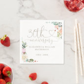 30e verjaardag Hart Script Rozen Bloemig Servet (Insitu)