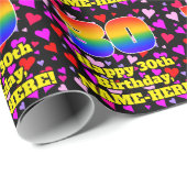 30e verjaardag: Heatpatroon liefhebbend, regenboog Cadeaupapier (Rol Hoek)