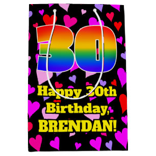 30e verjaardag: Heatpatroon liefhebbend, regenboog Medium Cadeauzakje