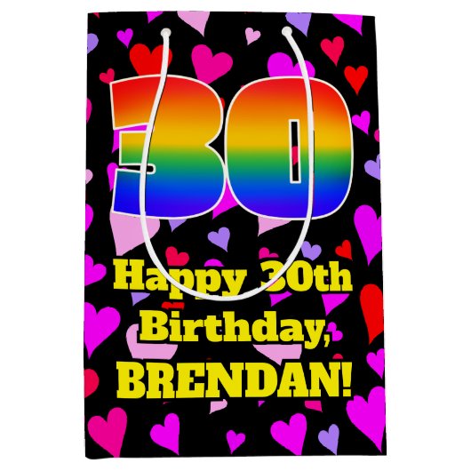 30e verjaardag: Heatpatroon liefhebbend, regenboog Medium Cadeauzakje (Voorkant)