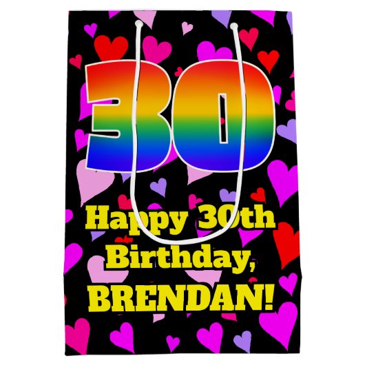 30e verjaardag: Heatpatroon liefhebbend, regenboog Medium Cadeauzakje (Achterkant)