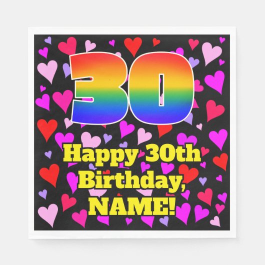 30e verjaardag: Heatpatroon liefhebbend, regenboog Servet (Voorkant)