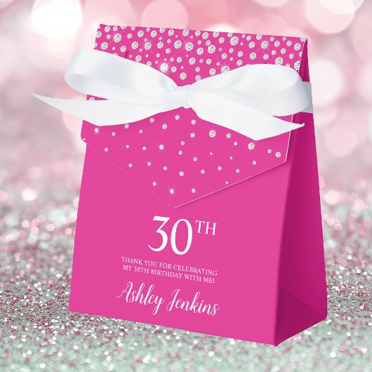 30e Verjaardag Heet Roze Glitterende Bedankt Bedankdoosjes