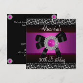 30e verjaardag Helderroze Giraffe Silver jewel 2 Kaart (Voorkant / Achterkant)