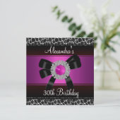 30e verjaardag Helderroze Giraffe Silver jewel 2 Kaart (Staand voorkant)