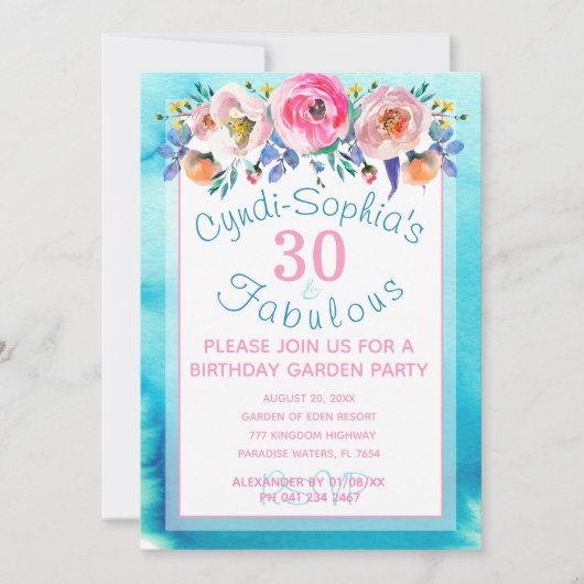 30e verjaardag Hoge Tea Garden Party Kaart (Voorkant)