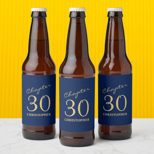 30e verjaardag hoofdstuk 30 blauw goud bier etiket