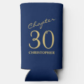 30e verjaardag hoofdstuk 30 blauw goud seltzer blikjeskoeler (Achterkant)