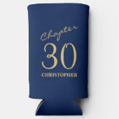 30e verjaardag hoofdstuk 30 blauw goud seltzer blikjeskoeler (Voorkant)