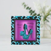 30e verjaardag Hot Pink Leopard Blauwgroen Blue Kaart (Staand voorkant)