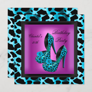 30e verjaardag Hot Pink Leopard Blauwgroen Blue Kaart
