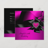 30e verjaardag Hot Pink Silver Abstract Black Kaart (Voorkant / Achterkant)