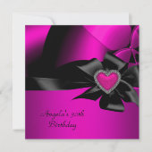 30e verjaardag Hot Pink Silver Abstract Black Kaart (Voorkant)