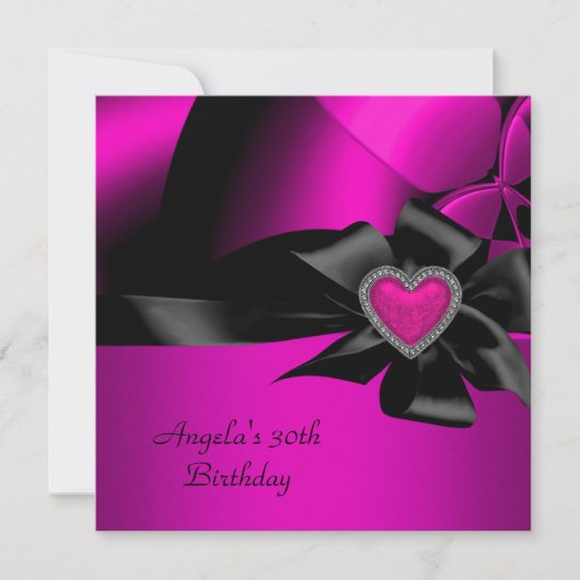 30e verjaardag Hot Pink Silver Abstract Black Kaart (Voorkant)