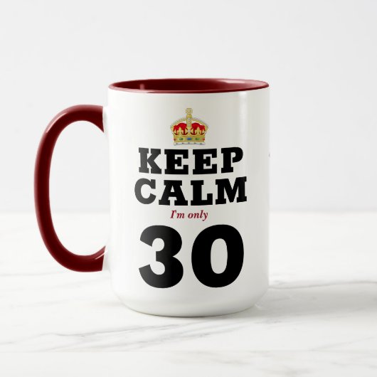 30e verjaardag Houd kalm add Message Funny Mok (Links)