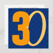30e verjaardag Huge Numbers Blue en Gold W951 Kaart (Voorkant / Achterkant)
