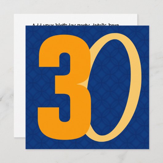 30e verjaardag Huge Numbers Blue en Gold W951 Kaart (Voorkant / Achterkant)