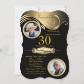 30e verjaardag huwelijk, art deco, zwart goud kaart (Voorkant)