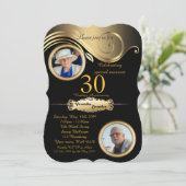 30e verjaardag huwelijk, art deco, zwart goud kaart (Staand voorkant)