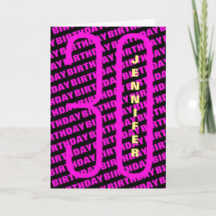 30e verjaardag in Hot Pink en Yellow Kaart