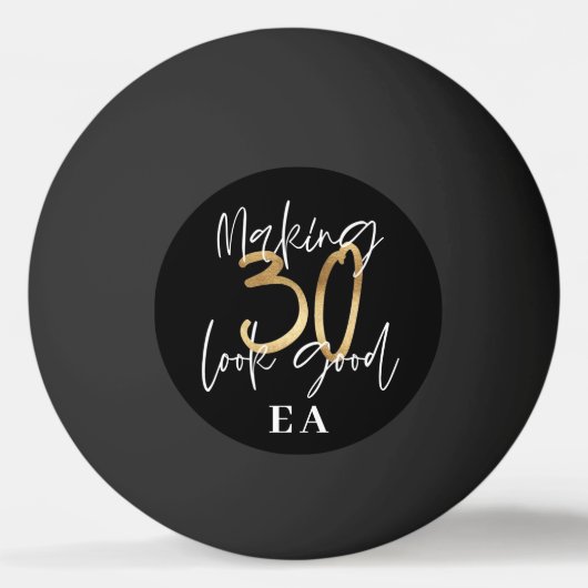 30e verjaardag initialen gepersonaliseerd cadeau v pingpongbal (Voorkant)