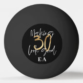 30e verjaardag initialen gepersonaliseerd cadeau v pingpongbal (Achterkant)