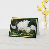 30e verjaardag Jenny White Roses Elegant Gold Lijs Kaart (Gele Bloem)