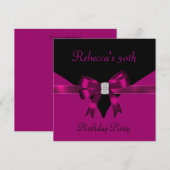 30e verjaardag Jewel Bow Black Deep Pink Kaart (Voorkant / Achterkant)