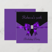 30e verjaardag Jewel Bow Black Paars Kaart (Voorkant / Achterkant)
