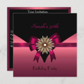 30e verjaardag Jewel Bow Black Pink Kaart (Voorkant / Achterkant)