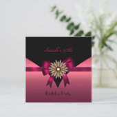 30e verjaardag Jewel Bow Black Pink Kaart (Staand voorkant)