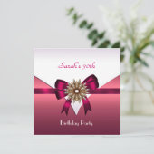 30e verjaardag Jewel Bow White Pink Kaart (Staand voorkant)