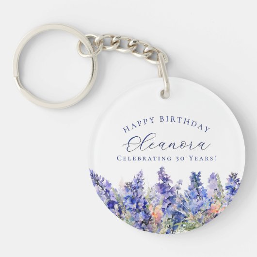 30e Verjaardag Juli Geboorte Bloem Gift Custom Sleutelhanger (Voorkant)
