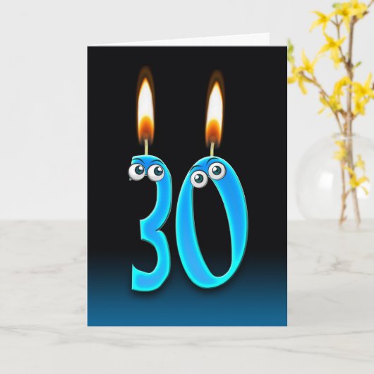 30e verjaardag kaarsen kaart (Gele Bloem)