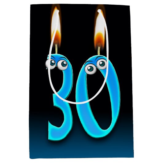 30e verjaardag kaarsen Middelgrote Gift Bag Medium Cadeauzakje (Voorkant)