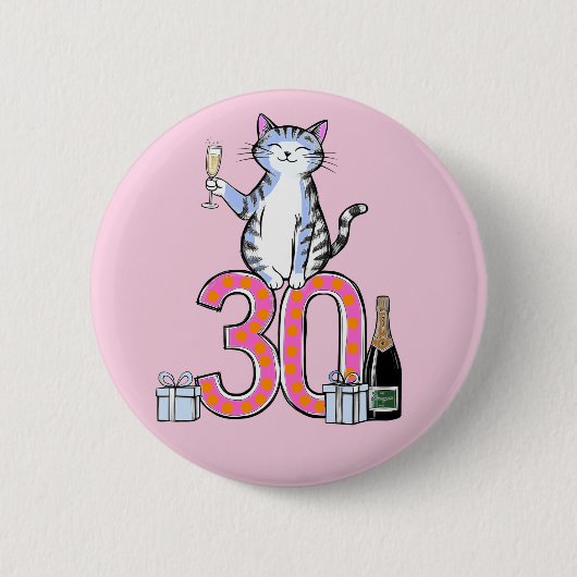 30e verjaardag kat feest 30 jaar dertig ronde button 5,7 cm (Voorkant)