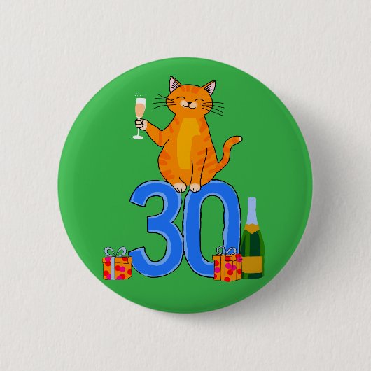 30e verjaardag kat viering 30 jaar dertig ronde button 5,7 cm (Voorkant)