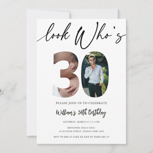 30e verjaardag: kijk eens wie 30 is! met twee foto kaart (Voorkant)