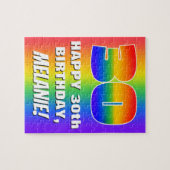 30e verjaardag: kleurrijk, vun regenboogpatroon #  legpuzzel (Horizontaal)