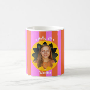 30e verjaardag kleurrijke foto roze geel trendy koffiemok