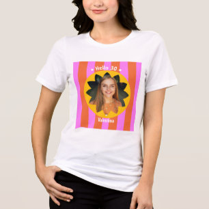 30e verjaardag kleurrijke foto roze geel trendy Tri-Blend shirt