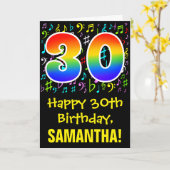 30e verjaardag: Kleurrijke muzieksymbolen + regenb Kaart (Gele Bloem)