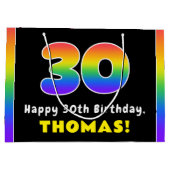 30e verjaardag: kleurrijke regenboog # 30, aangepa groot cadeauzakje (Achterkant)