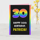 30e verjaardag: kleurrijke regenboog # 30, aangepa kaart (Gele Bloem)